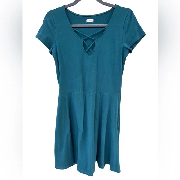 Hollister | Dresses | Hollister Deep Greenteal Short Sleeve Dress Sz M |  Poshmark